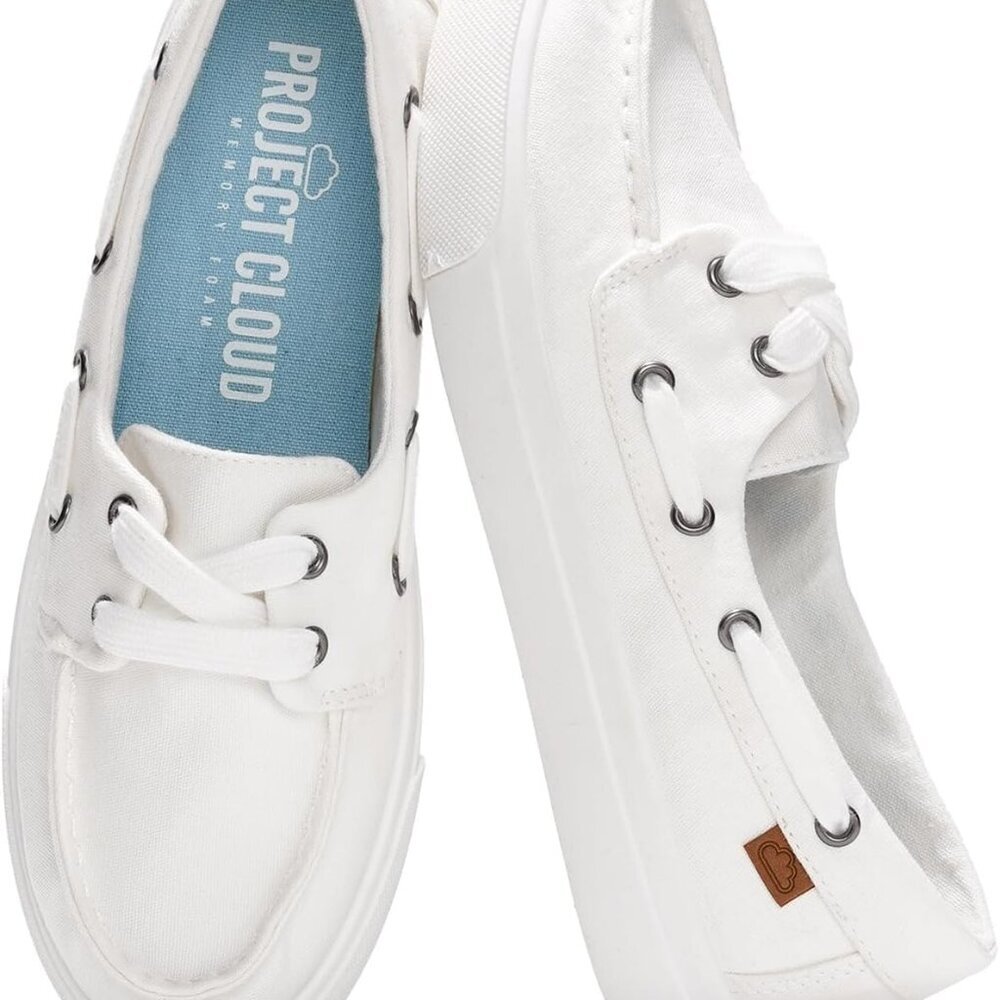 Women's Canvas Sneakers Memory Foam Slip-On Water Resistant Flat Shoes